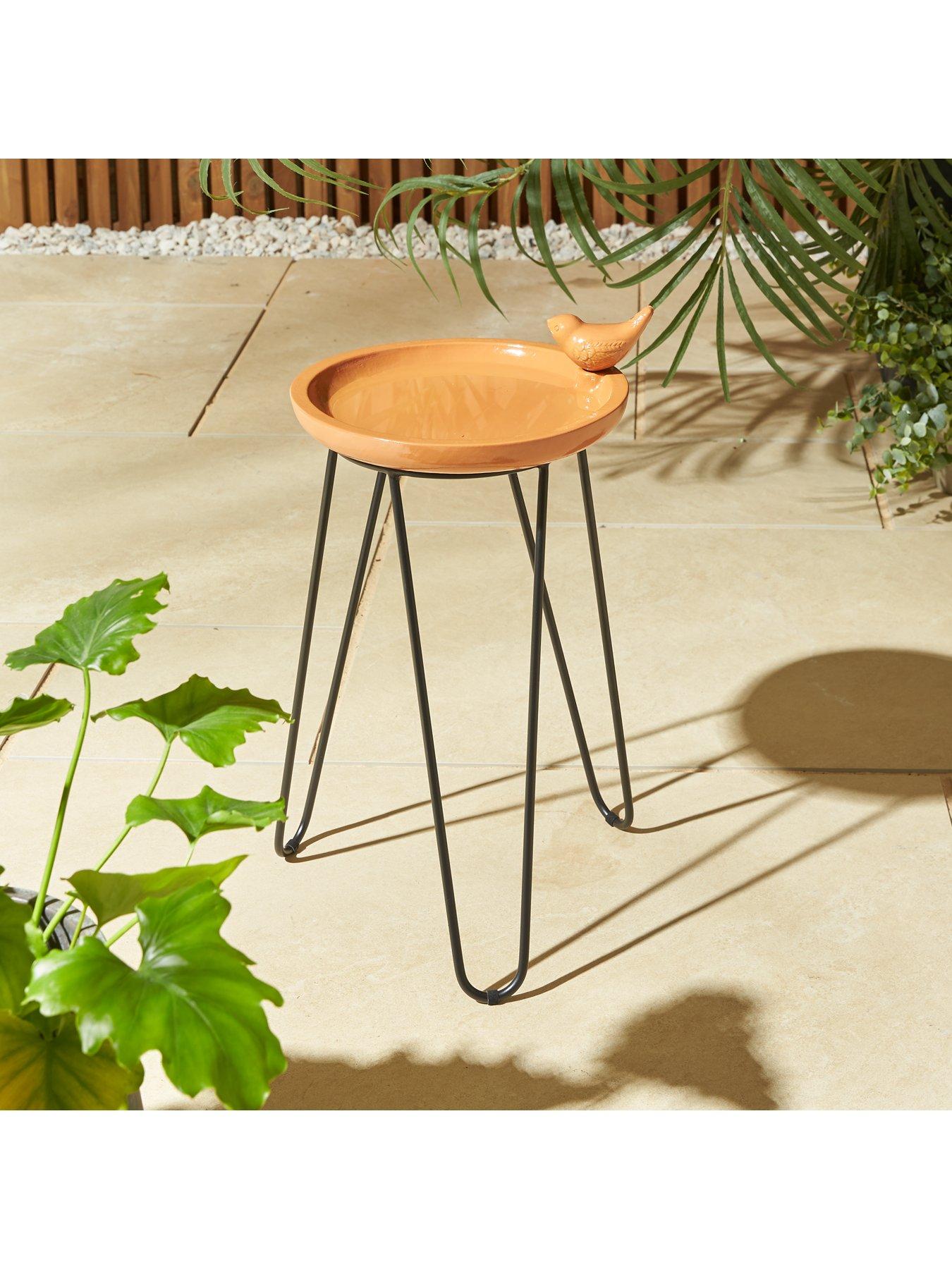 Product photograph of Very Home Birdbath On A Metal Stand - Terracotta from very.co.uk