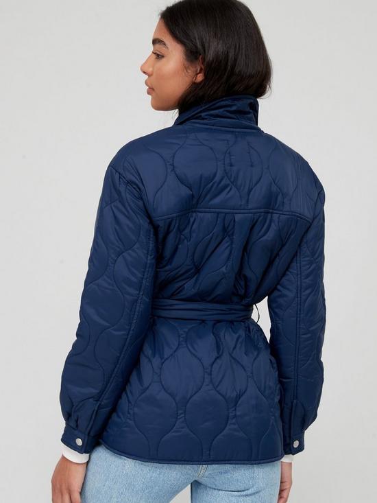 stillFront image of v-by-very-quilted-shacket-with-belt-navy