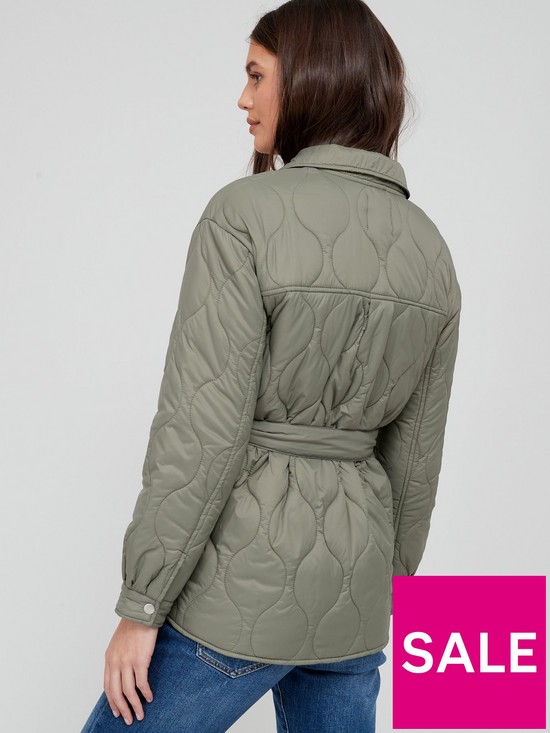 stillFront image of v-by-very-quilted-shacket-with-belt-khaki