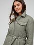  image of v-by-very-quilted-shacket-with-belt-khaki