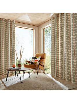 Product photograph of Orla Kiely Two Colour Stem Lined Eyelet Curtains from very.co.uk