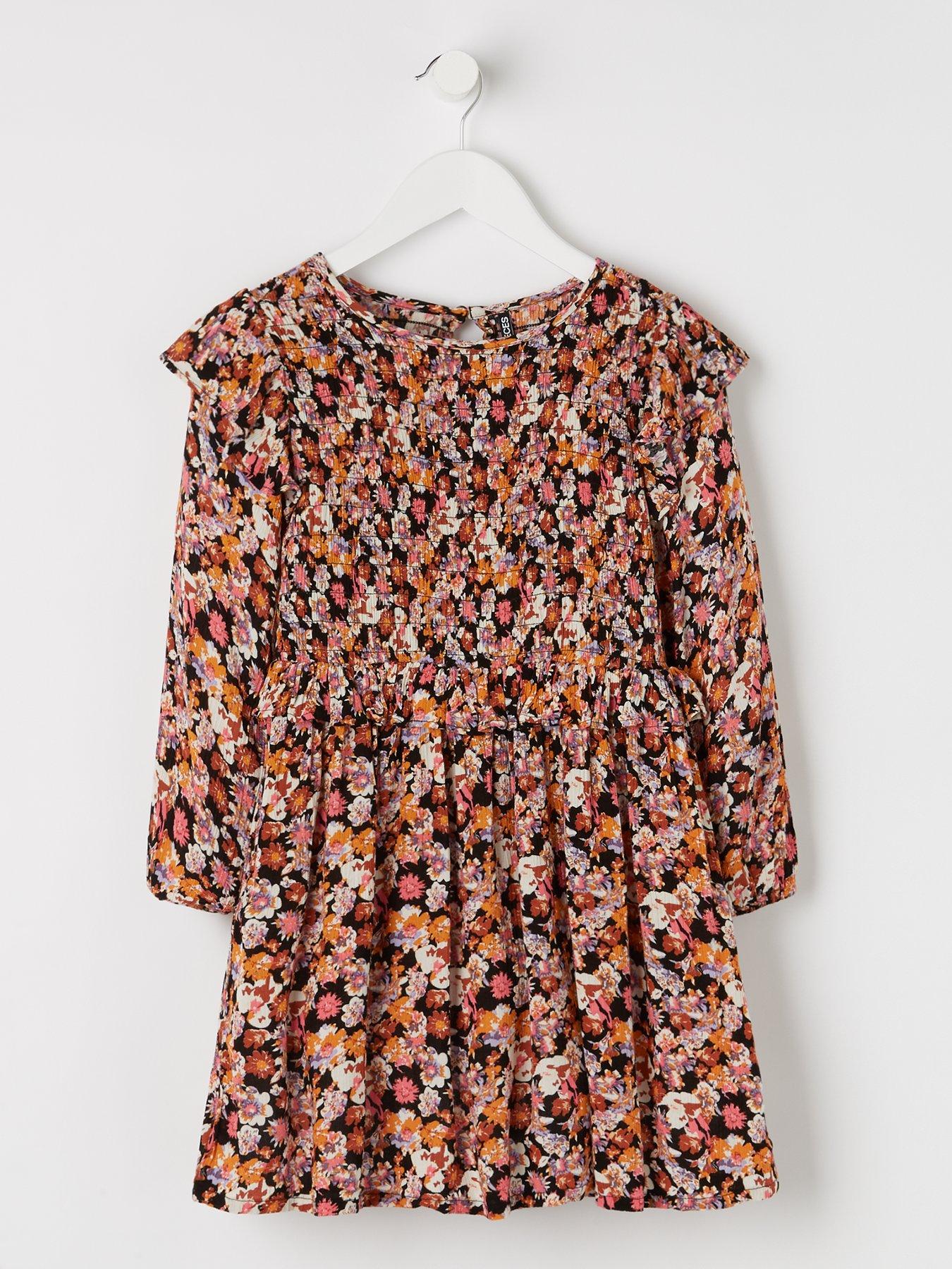 Little Pieces Girls Narnio Floral Print Dress - Black, Black, Size 13 Years, Women|13 YEARS