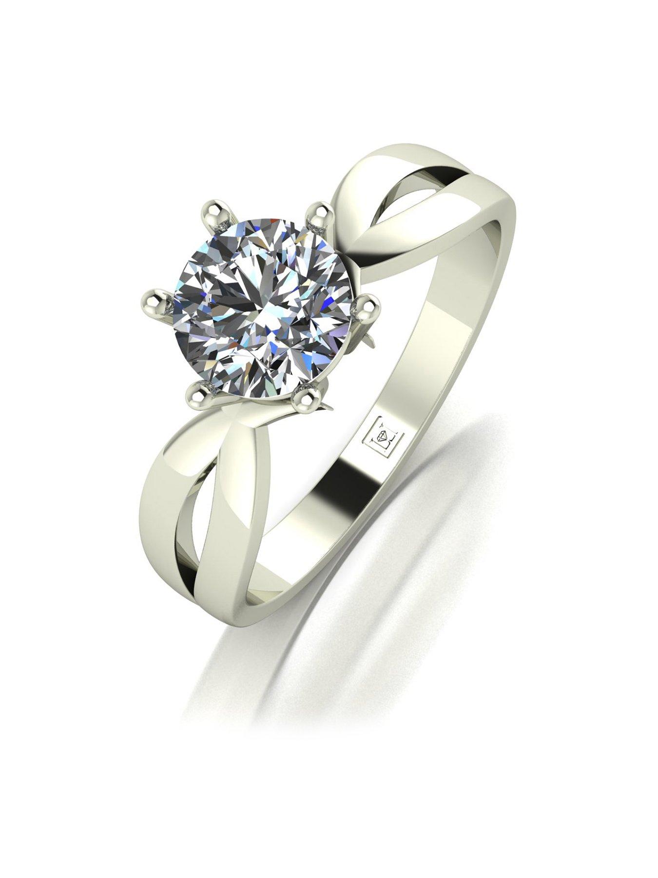 Women LADY LYNSEY MOISSANITE 9CT WHITE GOLD 1.00ct SOLITAIRE RING
