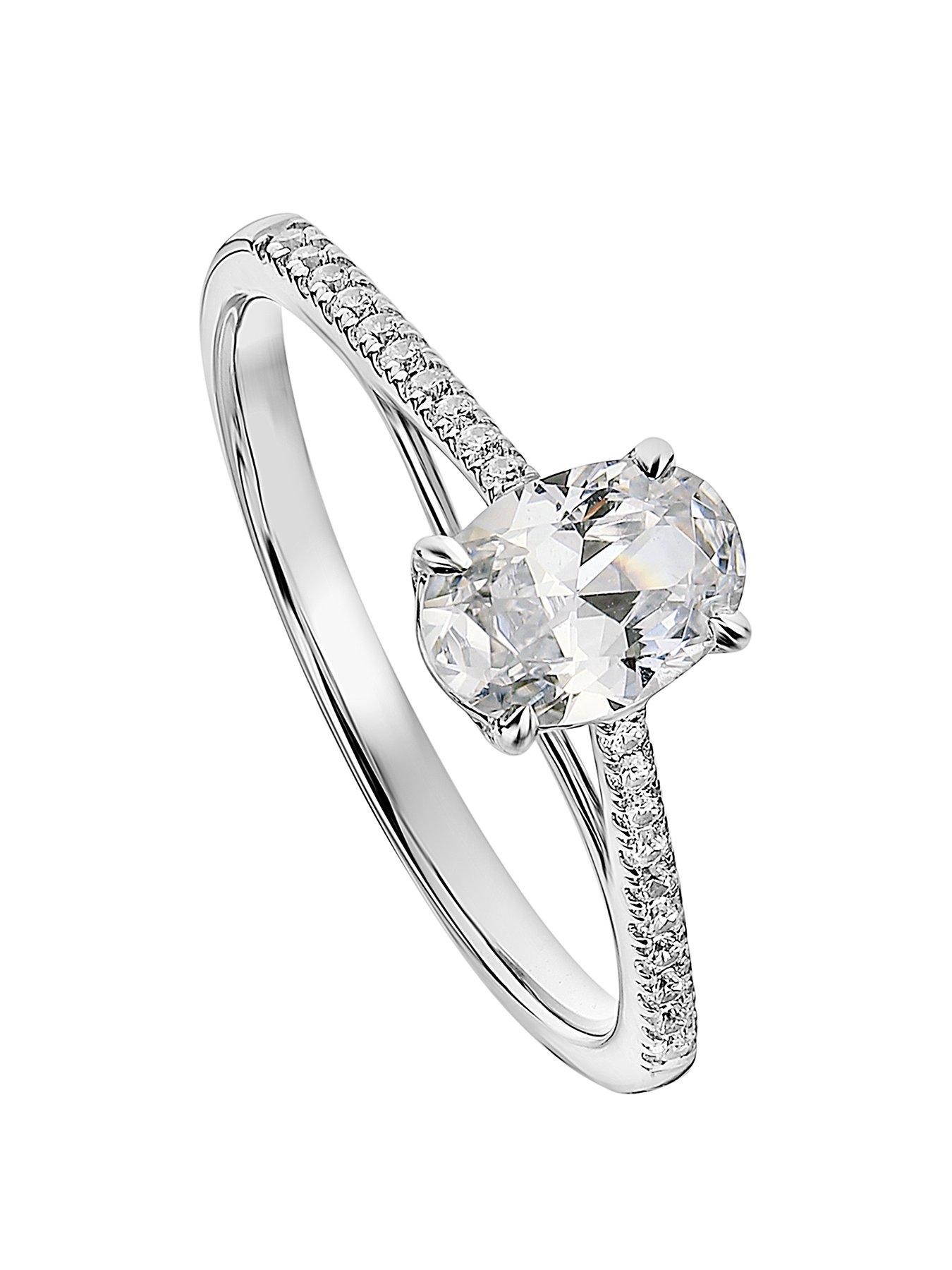 Jewellery & watches Elena Created Brilliance 9ct White Gold Oval 0.75ct Lab Grown Diamond Engagement Ring