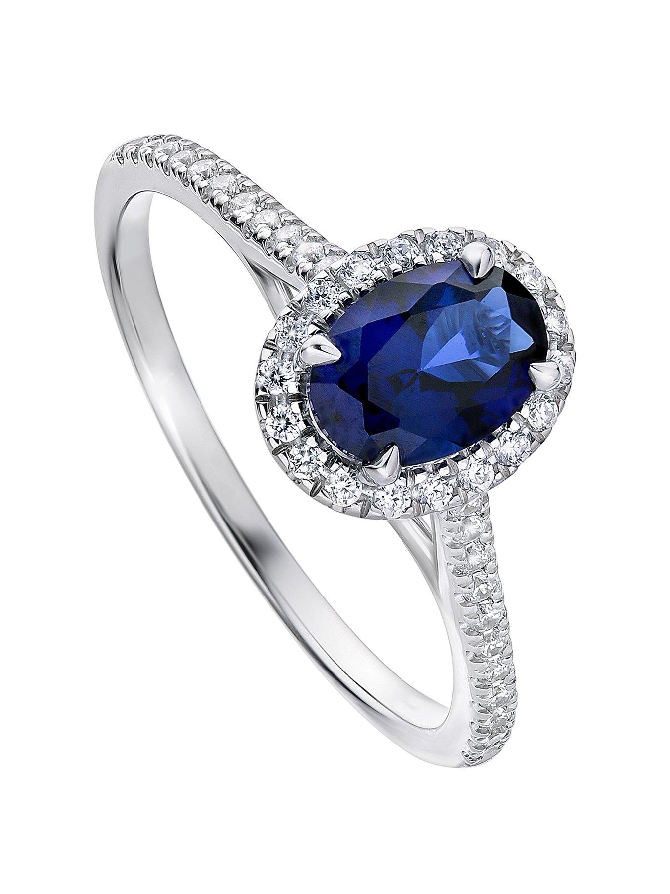 Product photograph of Created Brilliance Rosalind Created Brilliance 9ct White Gold Created Sapphire And 0 20ct Lab Grown Diamond Ring - M from very.co.uk