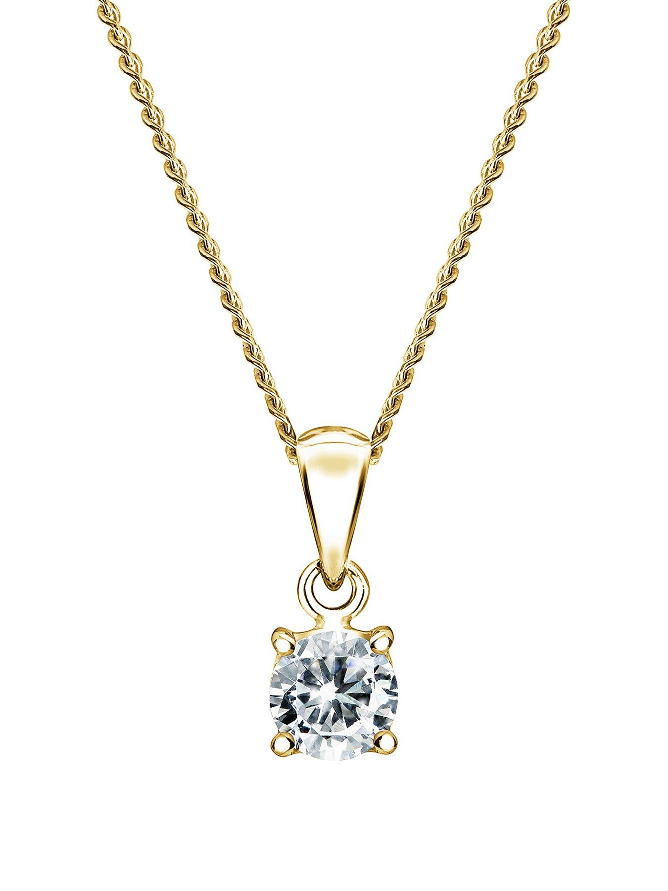 Product photograph of Created Brilliance Sylvia Created Brilliance 9ct Yellow Gold 0 25ct Lab Grown Diamond Pendant Necklace from very.co.uk