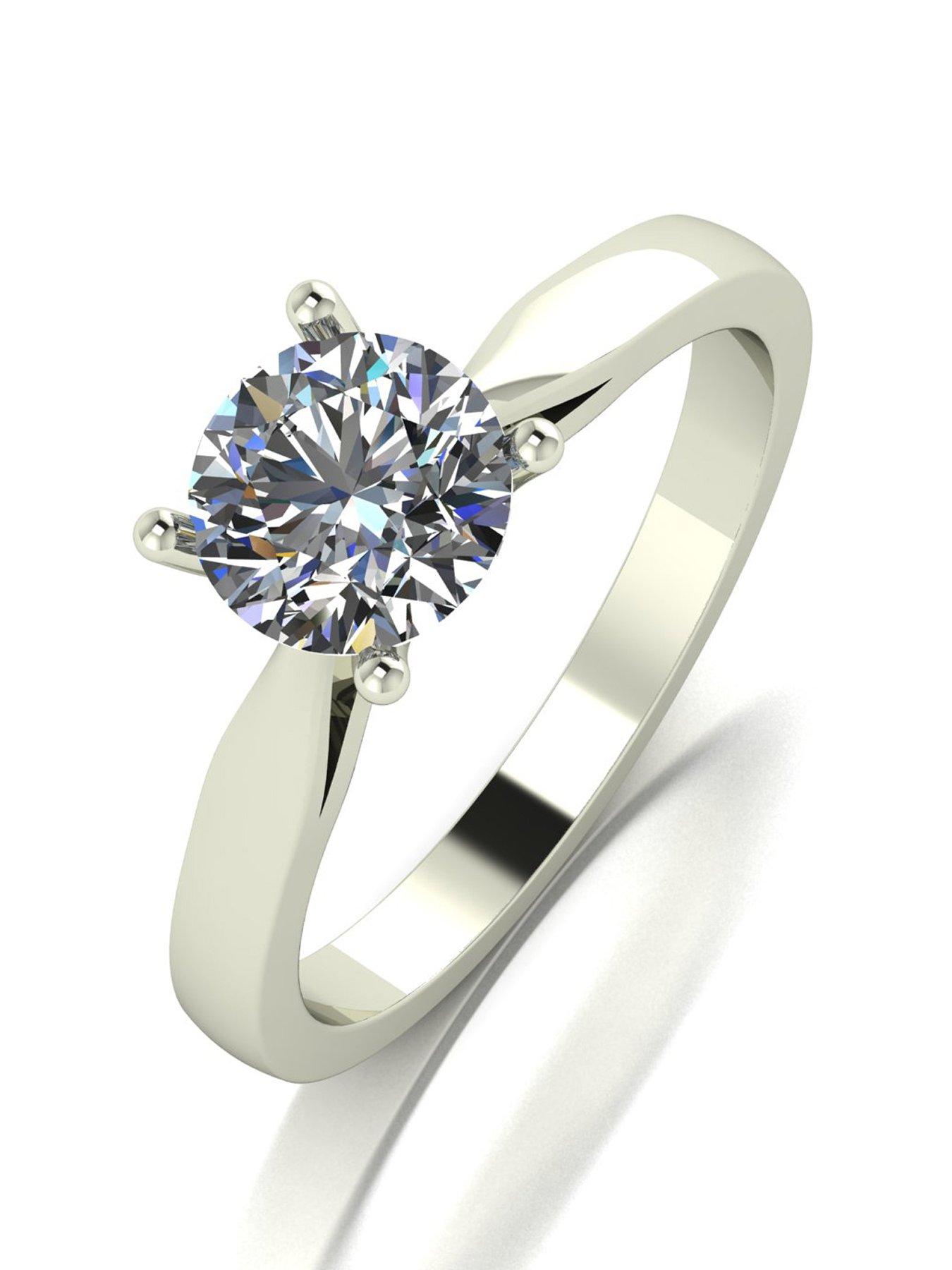 Product photograph of Moissanite 9ct Gold 1ct Special Edition 100 Facets Solitaire Ring from very.co.uk