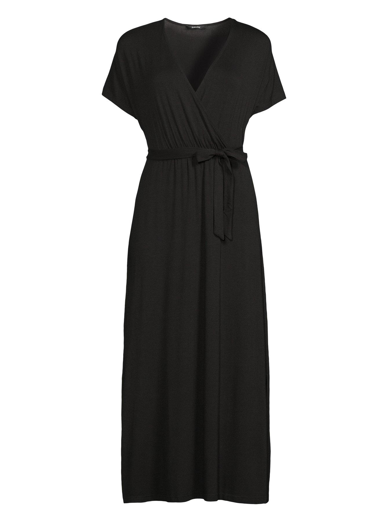 Image 7 of 7 of The Very Collection Jersey Wrap Beach Midi Dress - Black