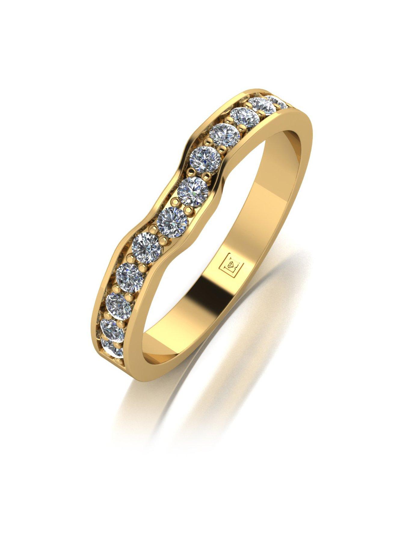 Love GOLD 9ct Gold Diamond Cut Sparkle 4mm D Shape Wedding Band