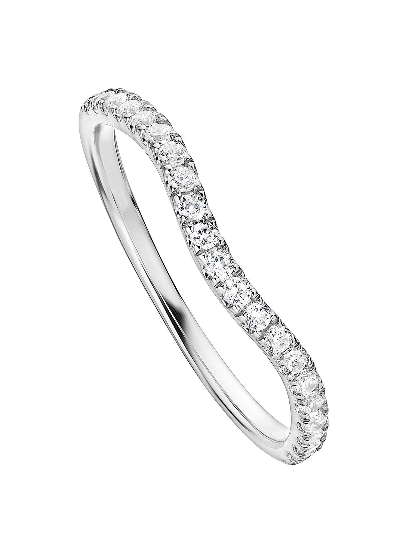 Product photograph of Created Brilliance Layla 9ct White Gold 0 20ct Shaped Wedding Ring from very.co.uk