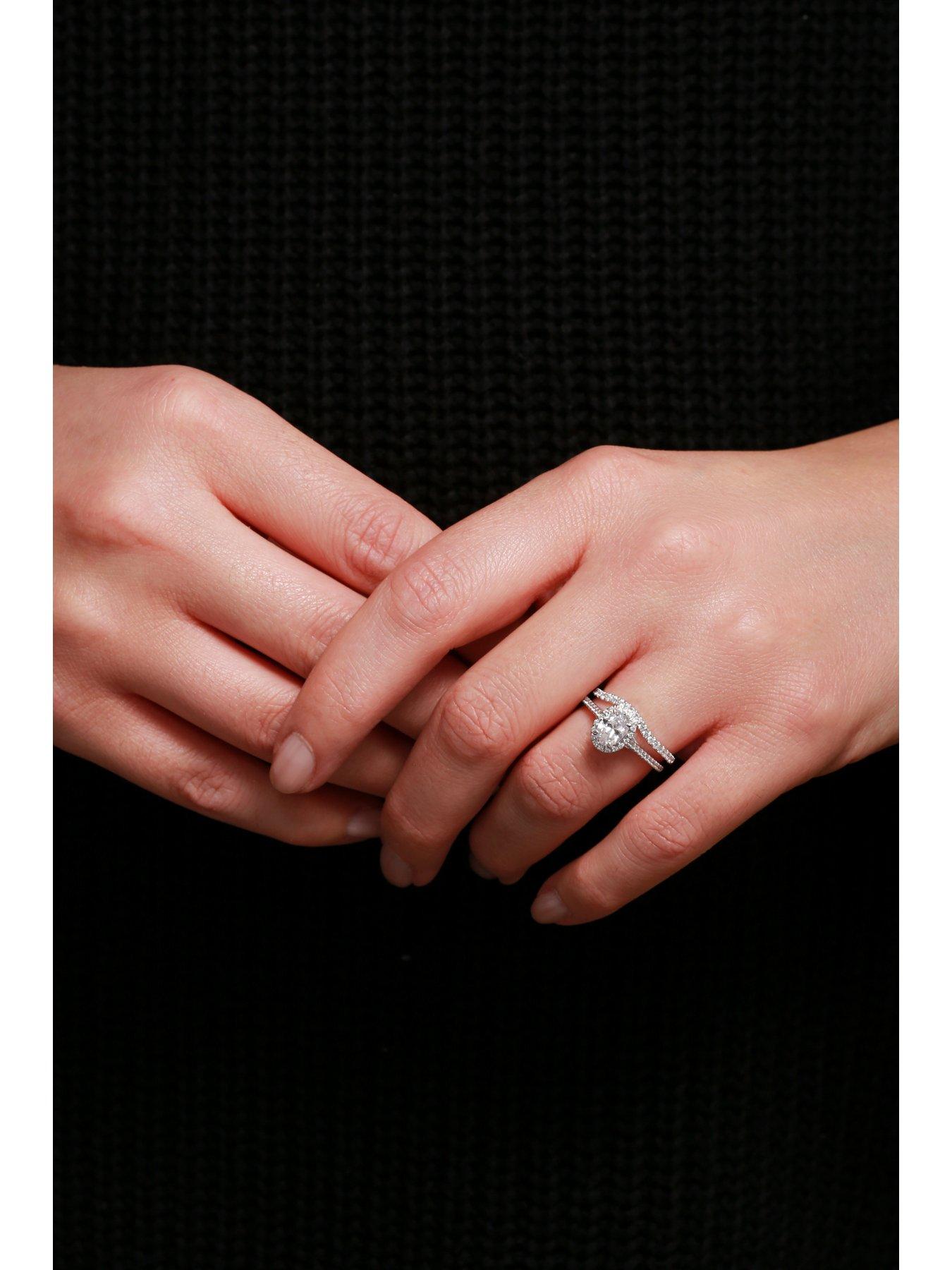 Image 4 of 6 of Created Brilliance Layla 9ct White Gold 0.20ct Shaped Wedding Ring