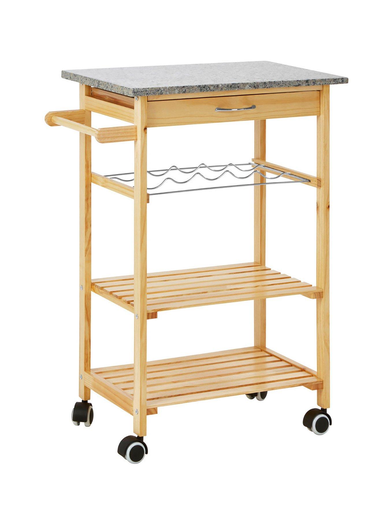 Premier Housewares Cavtat 1 Drawer Kitchen Trolley with Granite Top