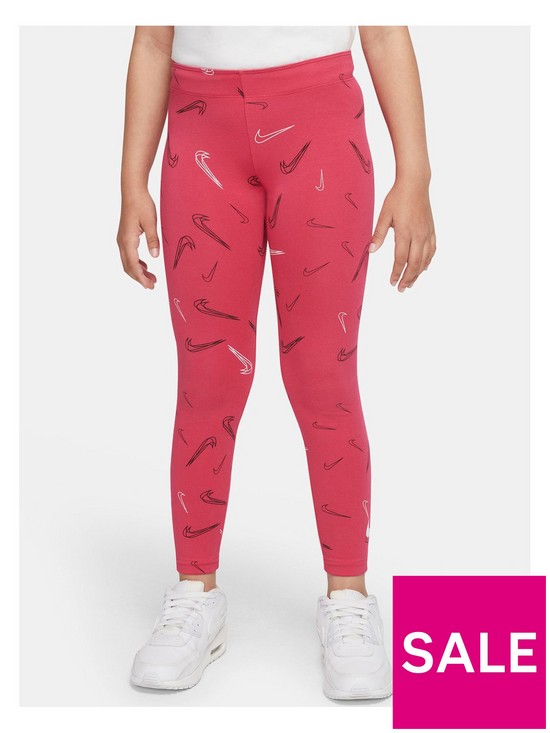 front image of nike-older-girls-nsw-favourite-all-over-print-legging-pink