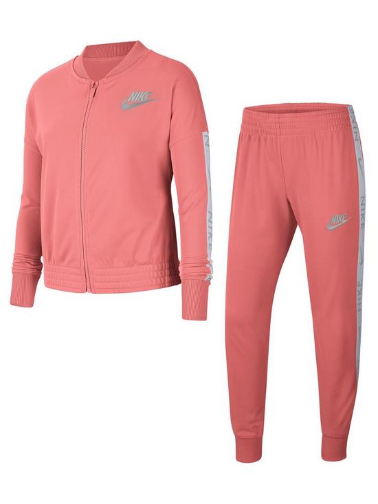 front image of nike-older-girls-nsw-tricot-tracksuit-pink