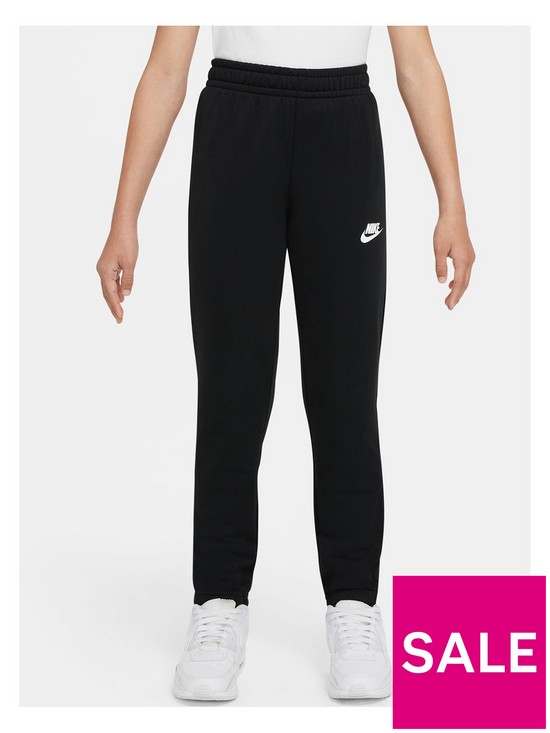 front image of nike-older-girls-nsw-futura-poly-cuff-tracksuit-blackpink