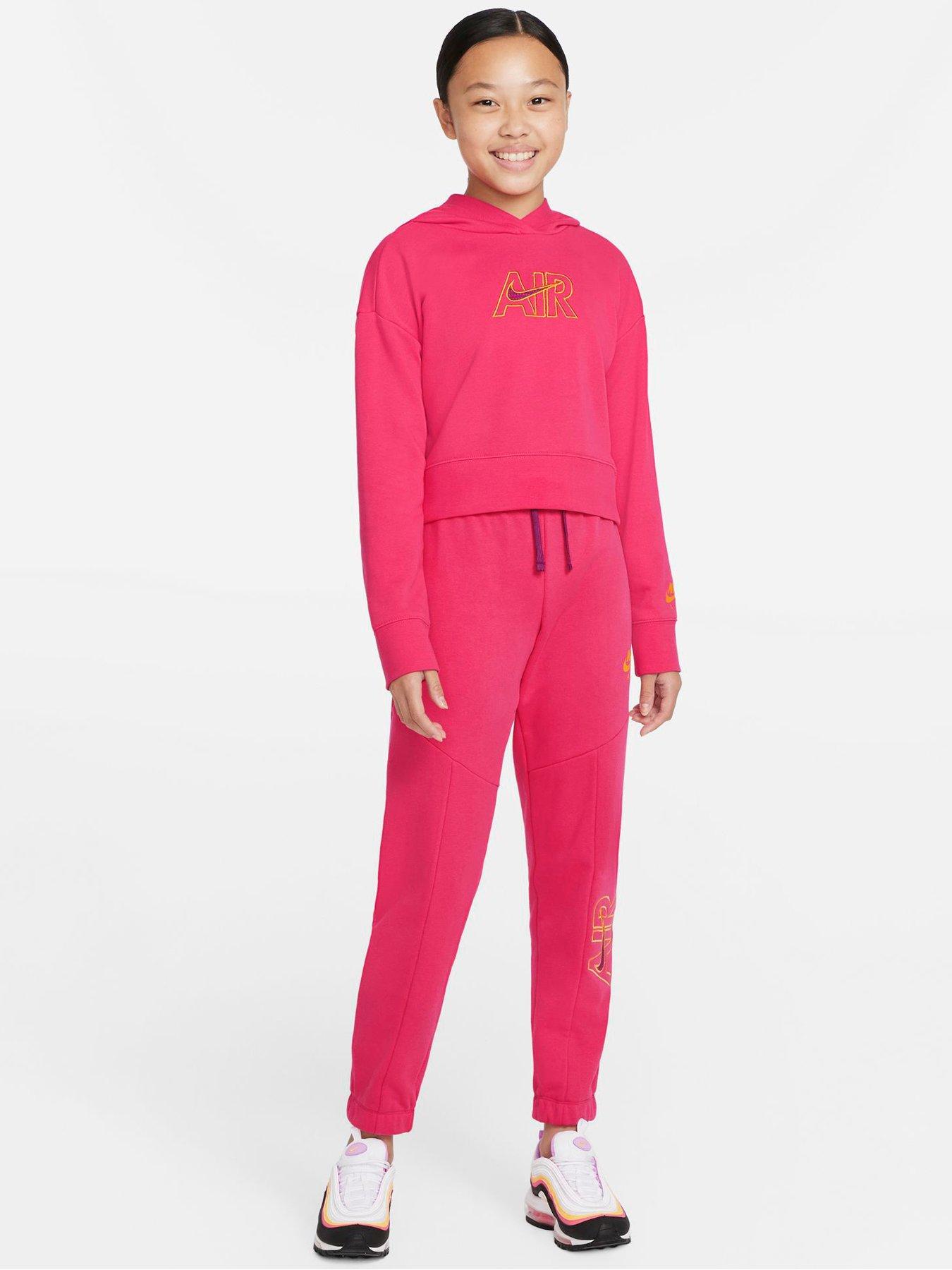 Nike Older Girls Nsw Air French Terry Crop Hoodie - Pink | very.co.uk