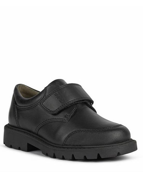 front image of geox-shaylax-boys-velcro-strap-school-shoe