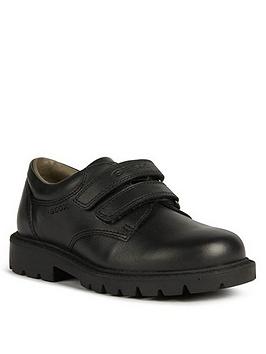 geox shaylax boys velcro double strap school shoe - black