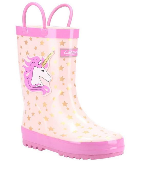 front image of cotswold-childrensnbspunicorn-wellington-boots-pinknbsp