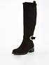  image of v-by-very-may-buckle-trim-knee-high-boot-with-faux-fur-black
