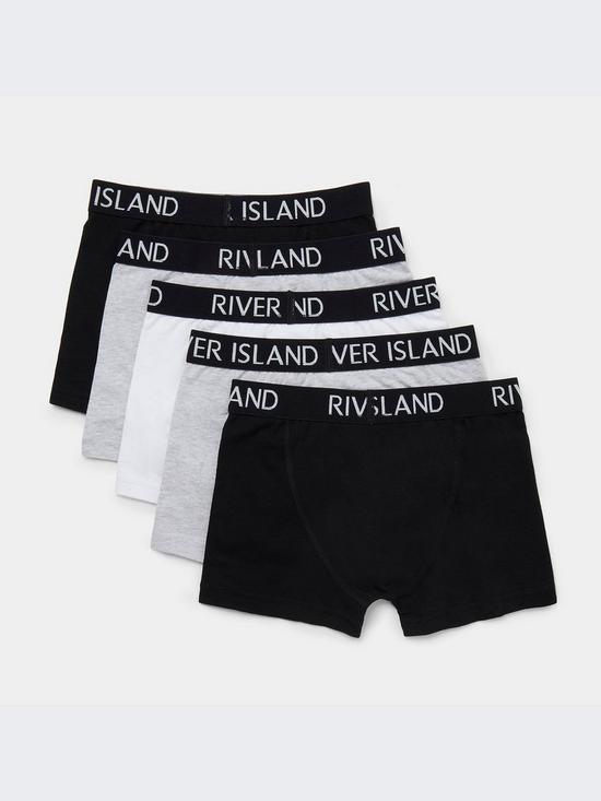 back image of river-island-boys-5-pack-waistband-boxers-blackgrey