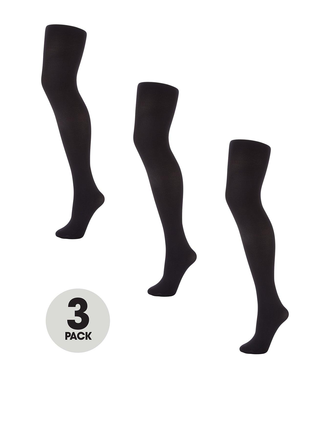 undefined 3 Pack Tights - 80 Denier Black Opaque