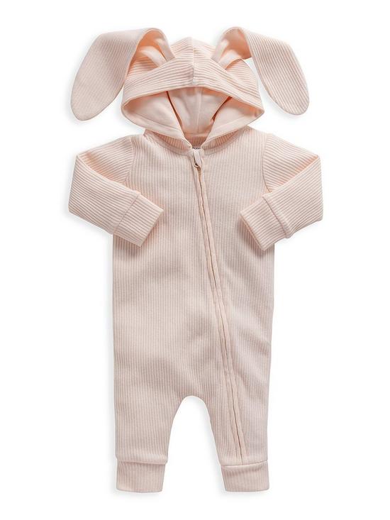 front image of mamas-papas-baby-girls-bunny-ear-romper-pink