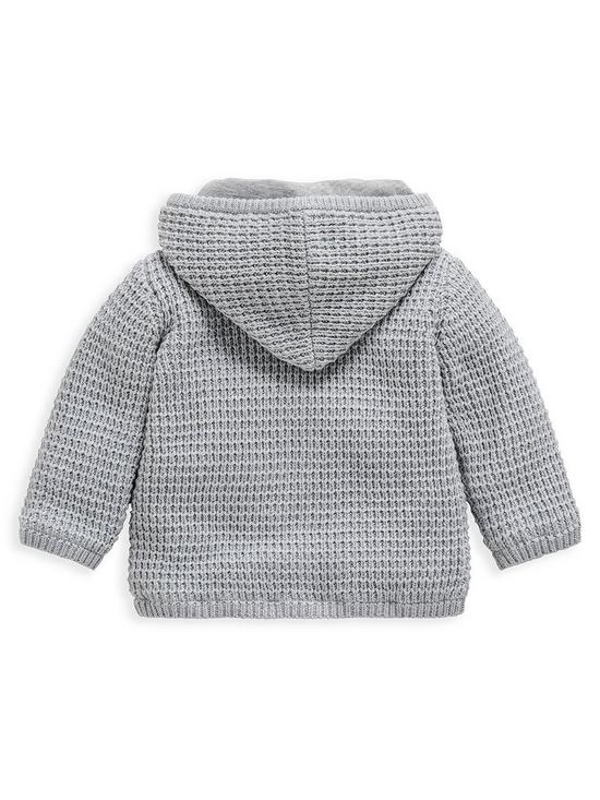 back image of mamas-papas-unisex-baby-hooded-knitted-cardigan-grey