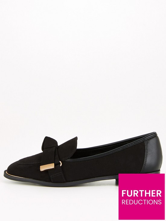 front image of v-by-very-nate-metal-trim-bow-loafer-blacknbsp