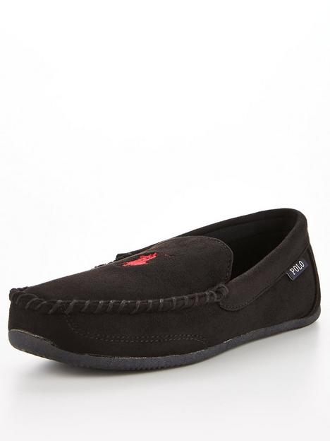 ralph-lauren-declan-check-lined-slippers-black