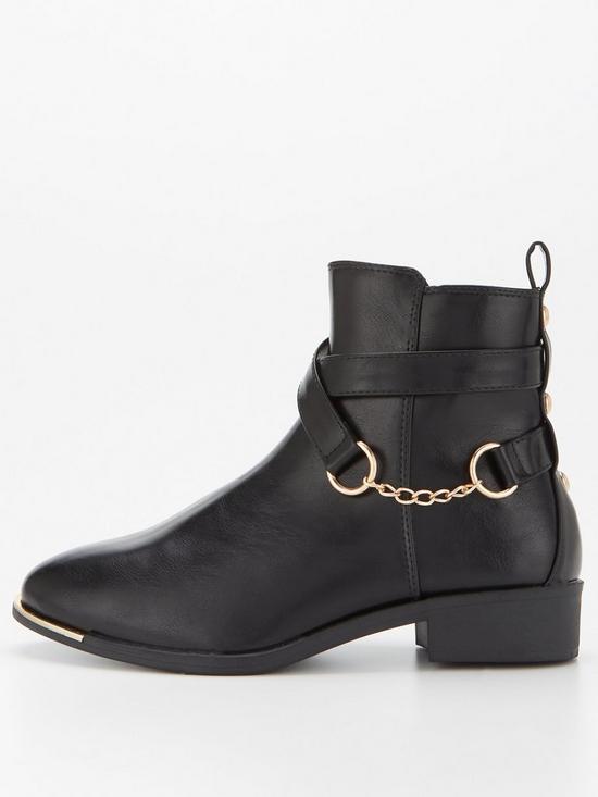 front image of v-by-very-hayley-chain-trim-ankle-boot-black