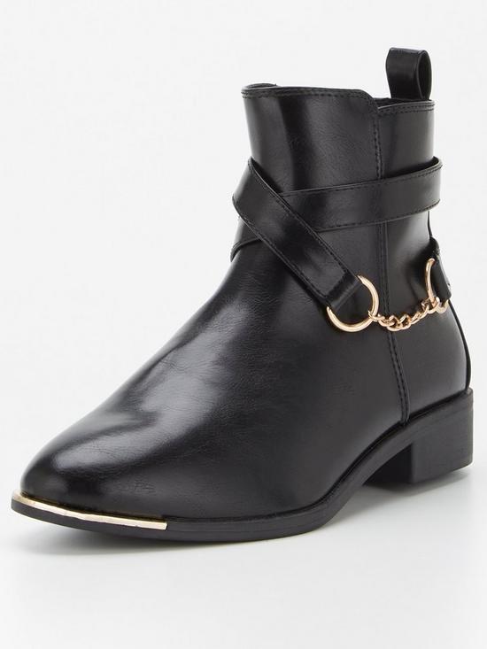 stillFront image of v-by-very-hayley-chain-trim-ankle-boot-black