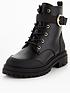  image of v-by-very-heat-buckle-strap-lace-up-boots-black