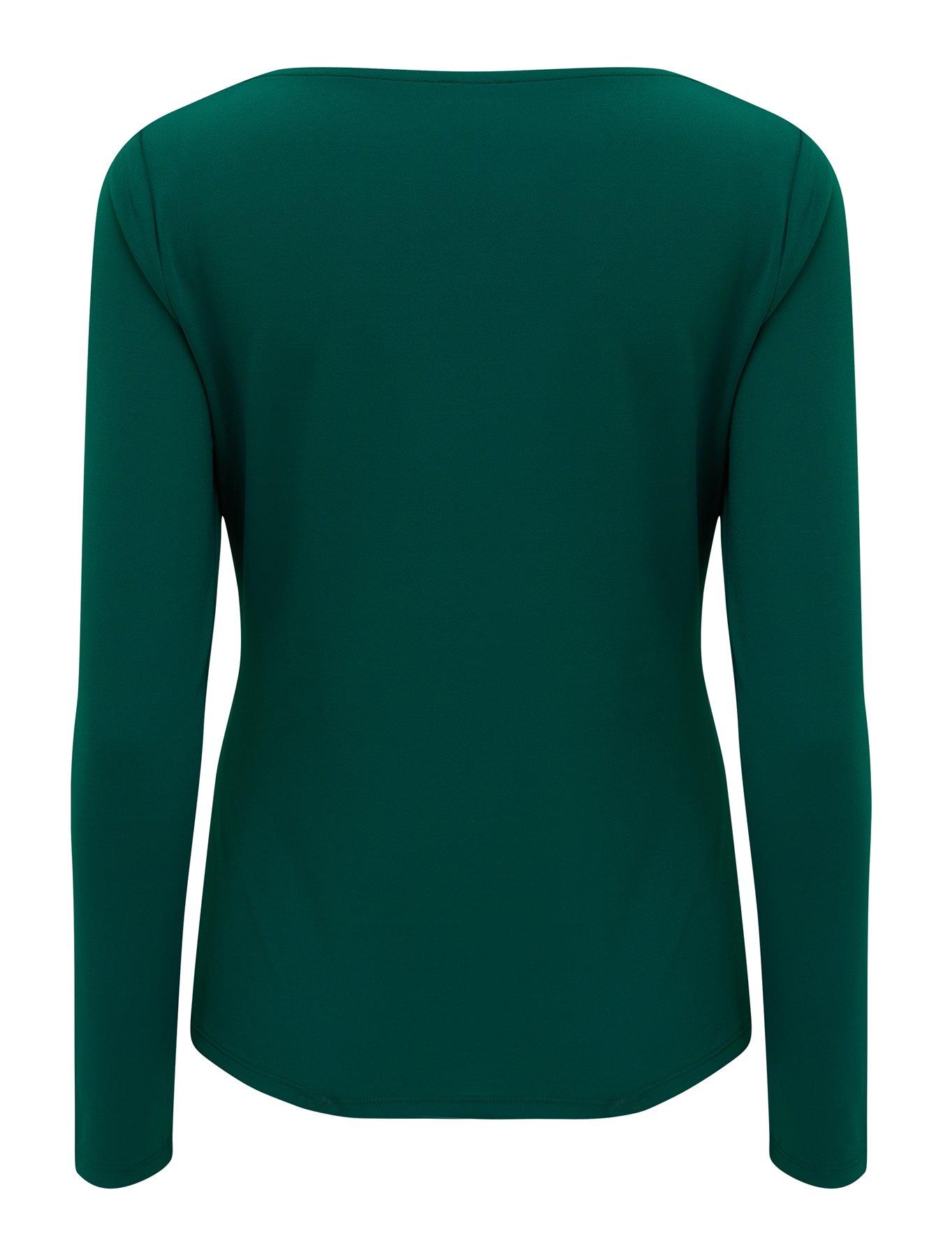 Women Bailey Slinky Recycled Jersey Keyhole Detail Top - Forest
