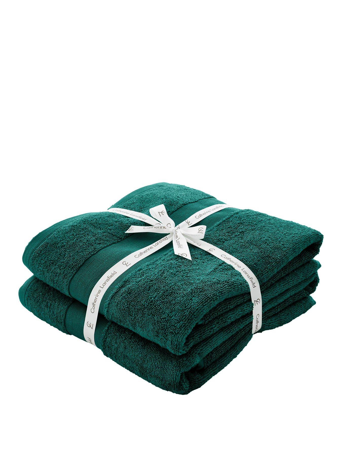 Product photograph of Catherine Lansfield Anti Bacterial Bath Sheets Pair from very.co.uk