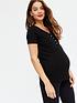  image of new-look-maternity-ribbednbspshort-sleeve-popper-tee-black