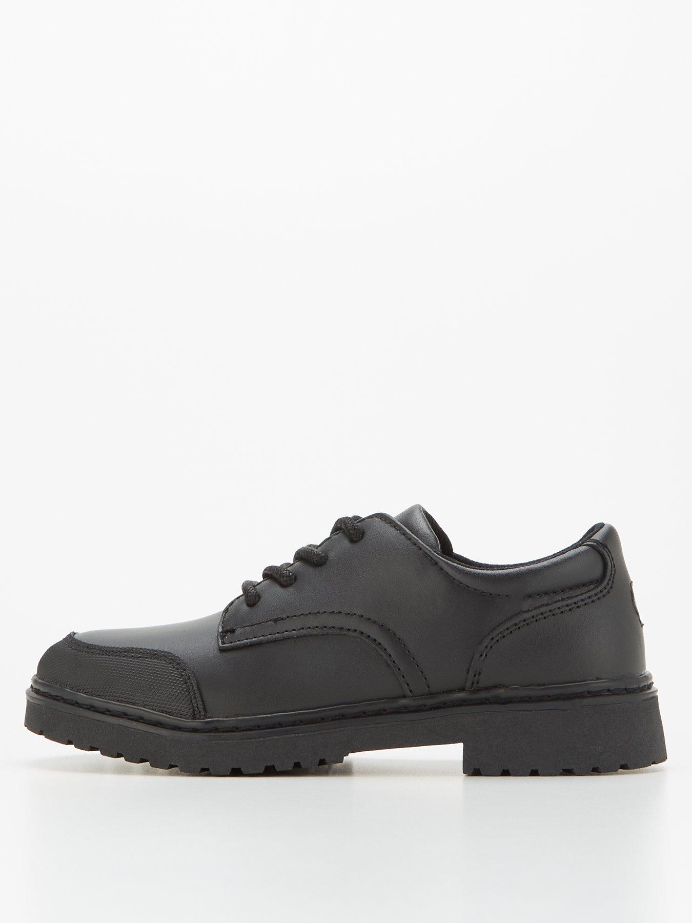 Black leather lace shop up school shoes