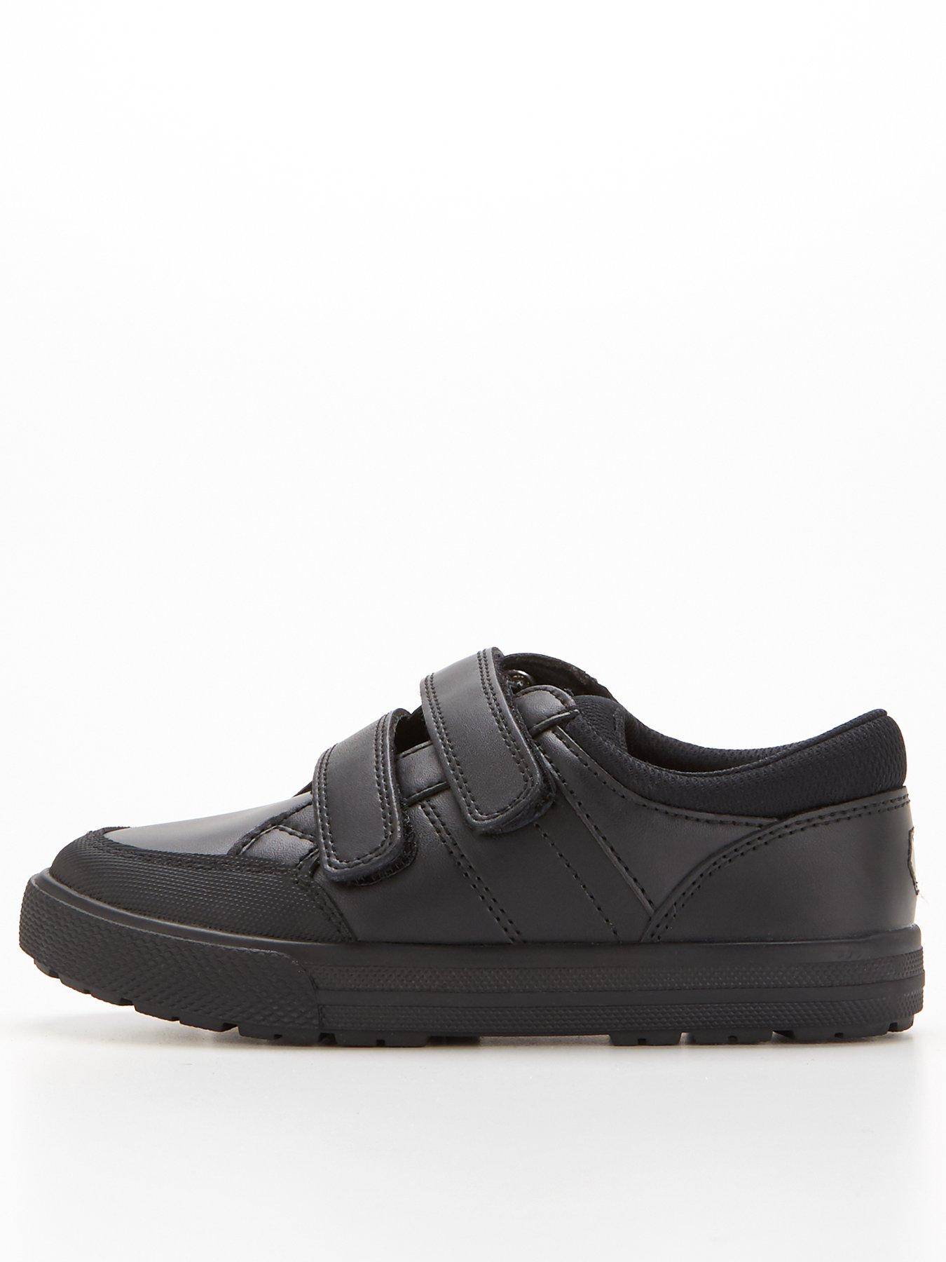 undefined Wide Fit Boys Twin Strap Leather School Shoes - Black