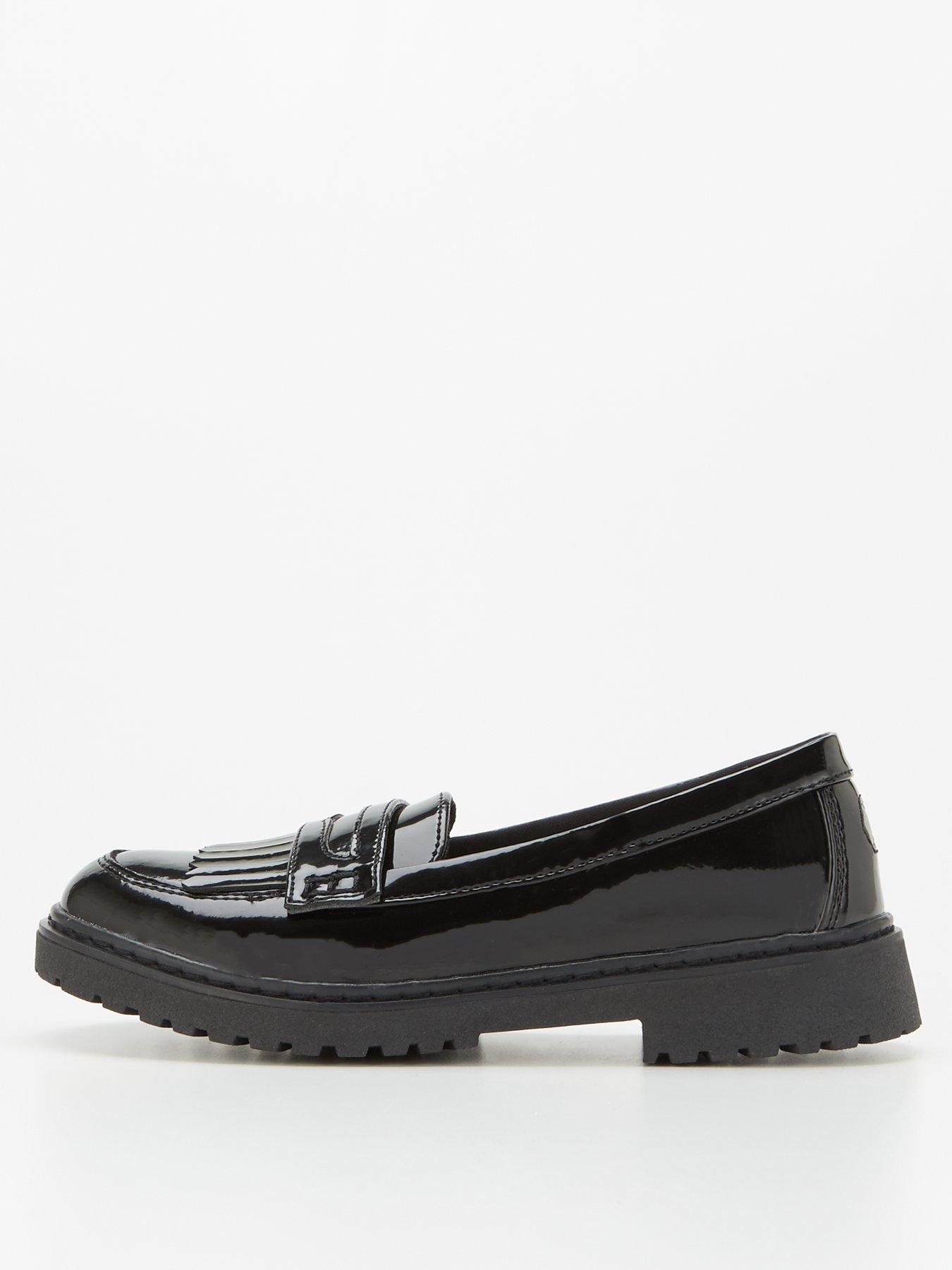 School & uniform Girls Loafer Leather School Shoe - Black