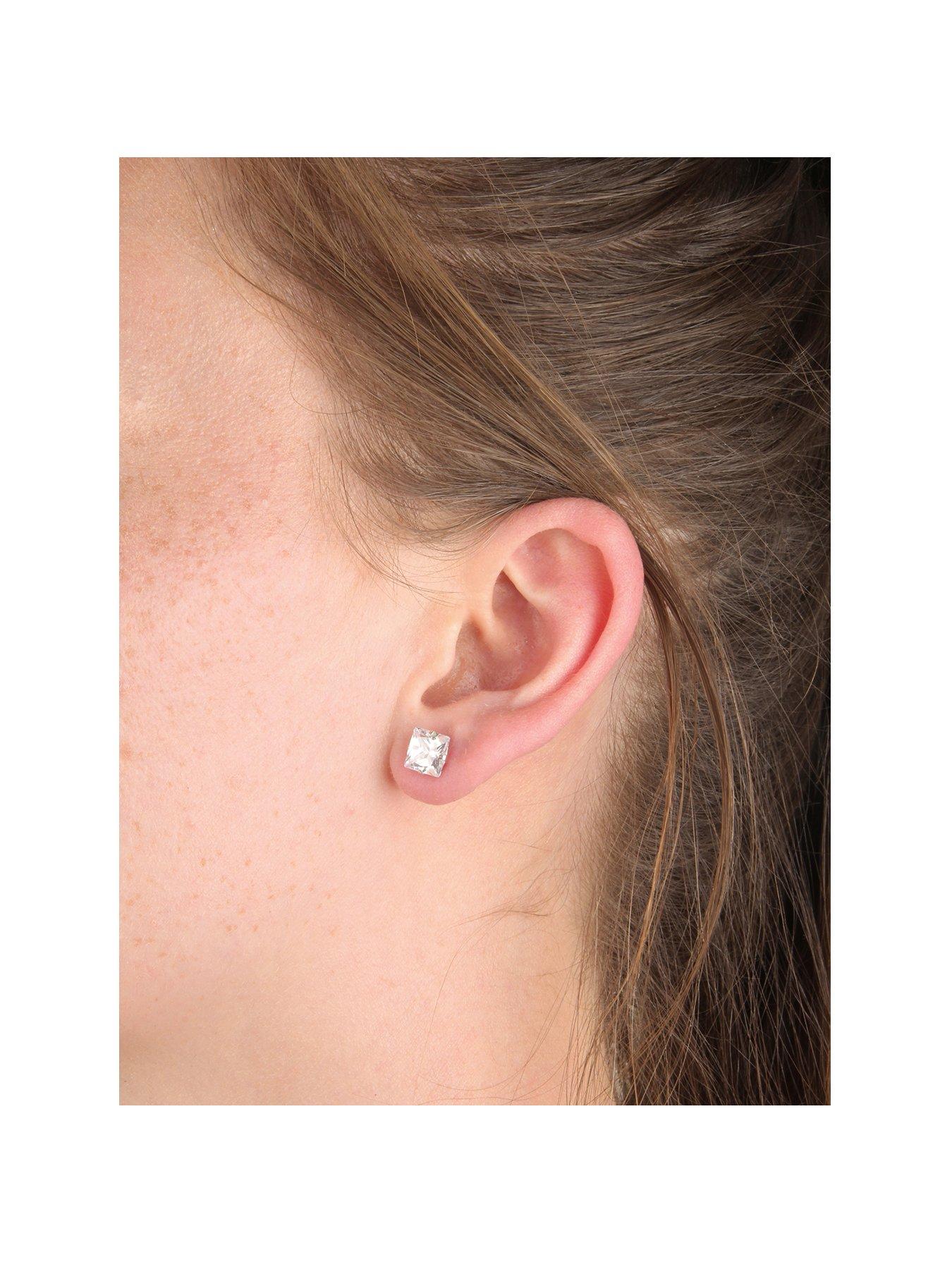 undefined Sterling Silver Cubic Zirconia Stud Earrings