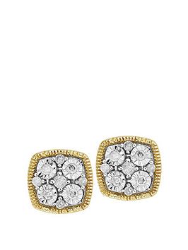 Love Diamond Gold 0.10Ct Diamond Stud Earrings, Gold, Women