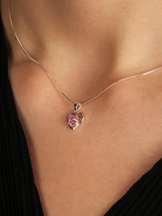 stillFront image of the-love-silver-collection-sterling-silver-heart-necklace-with-cubic-zirconia-stone-detail