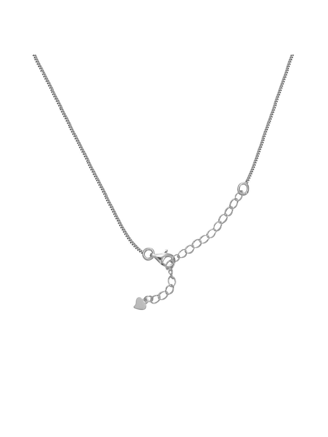 Image 5 of 7 of The Love Collection Sterling Silver Heart Necklace with Cubic Zirconia Stone Detail