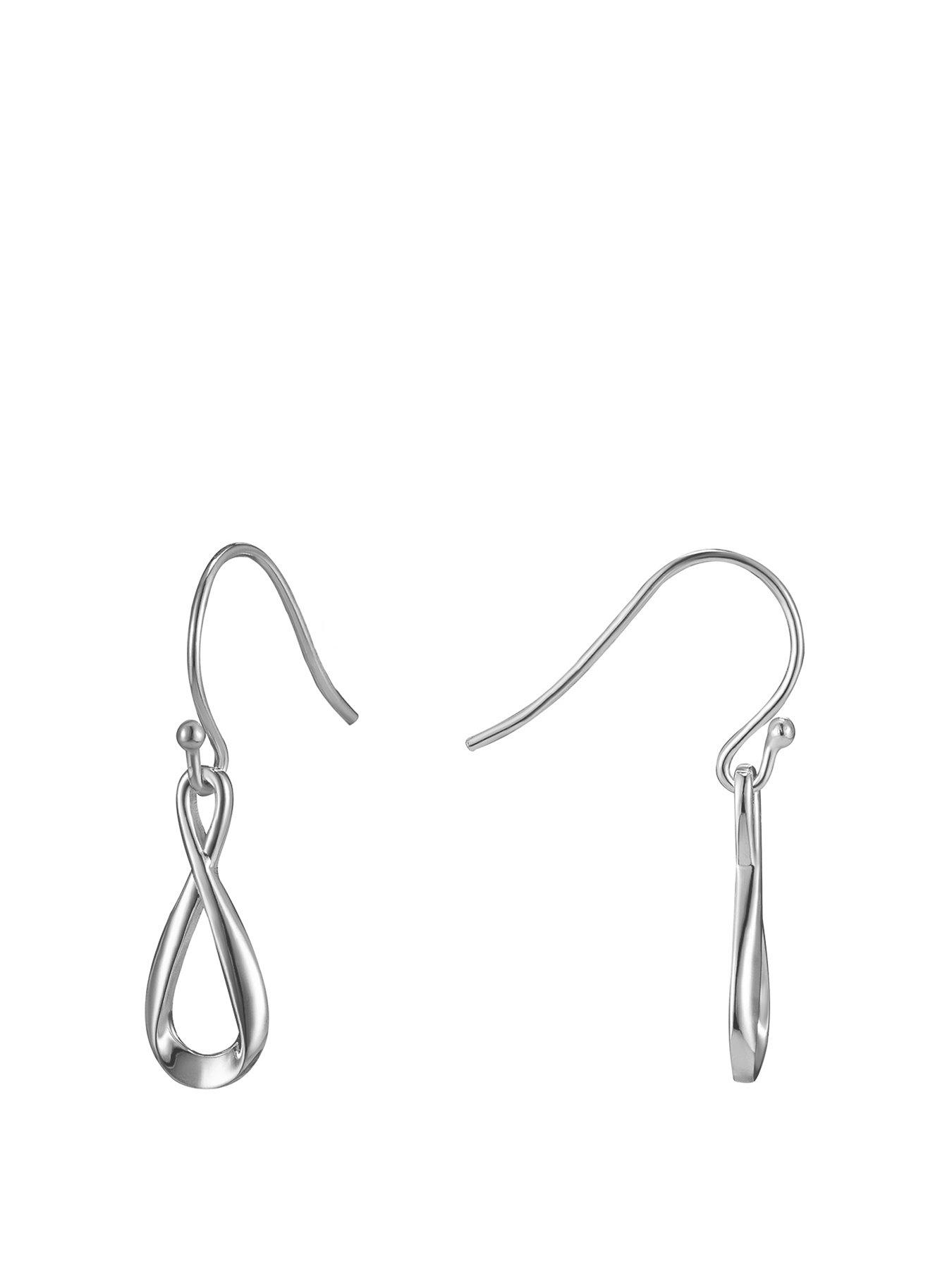 Product photograph of The Love Silver Collection Sterling Silver Drop Dress Earring from very.co.uk