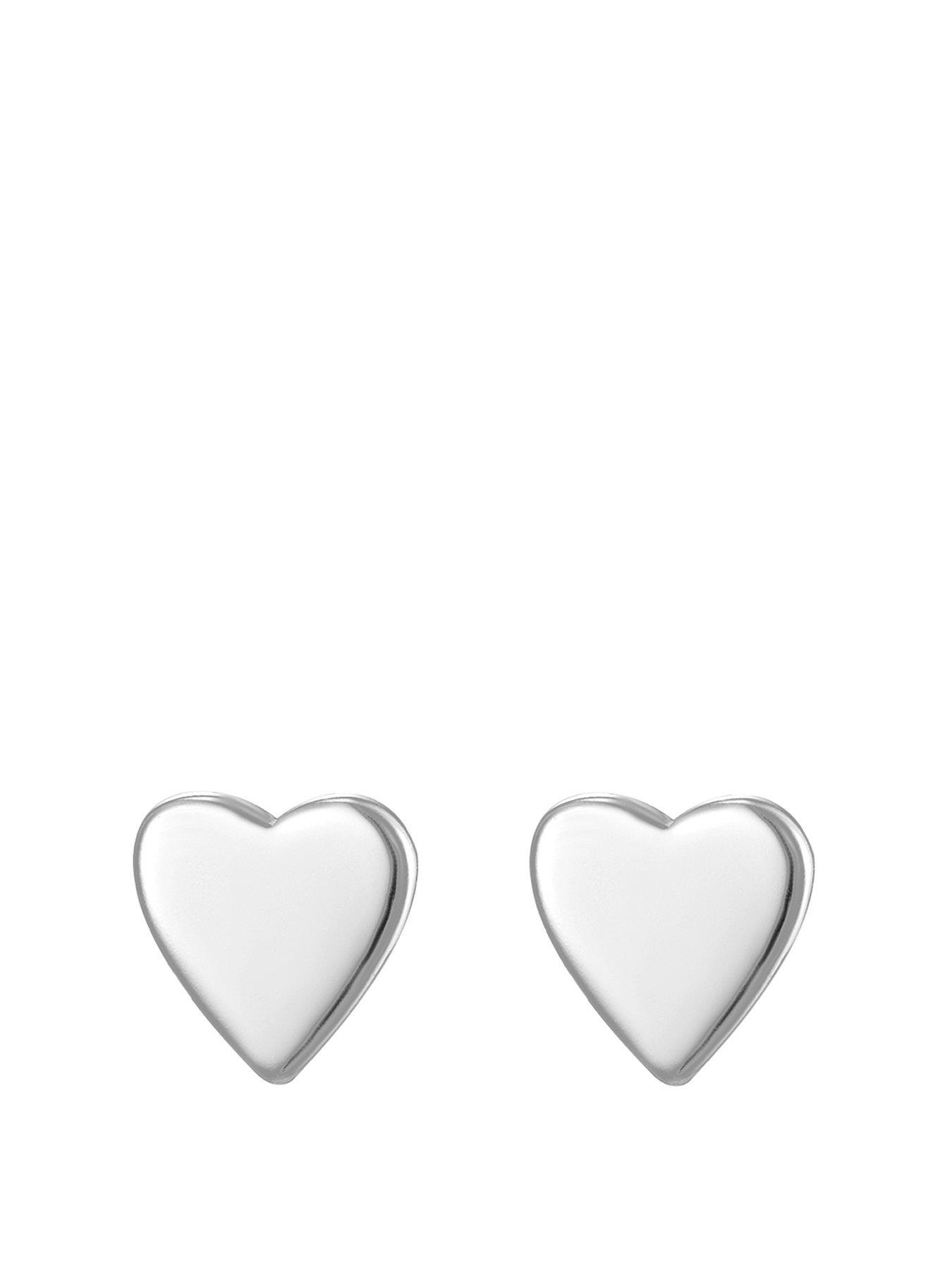 Product photograph of The Love Silver Collection Sterling Silver Small Heart Stud Earrings from very.co.uk