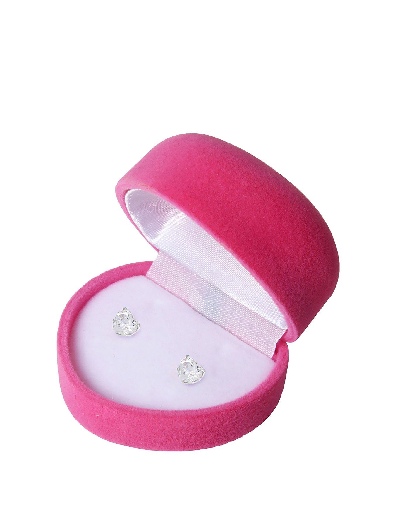 Image 1 of 4 of The Love Collection Sterling Silver Cubic Zirconia Heart Boxed Earrings