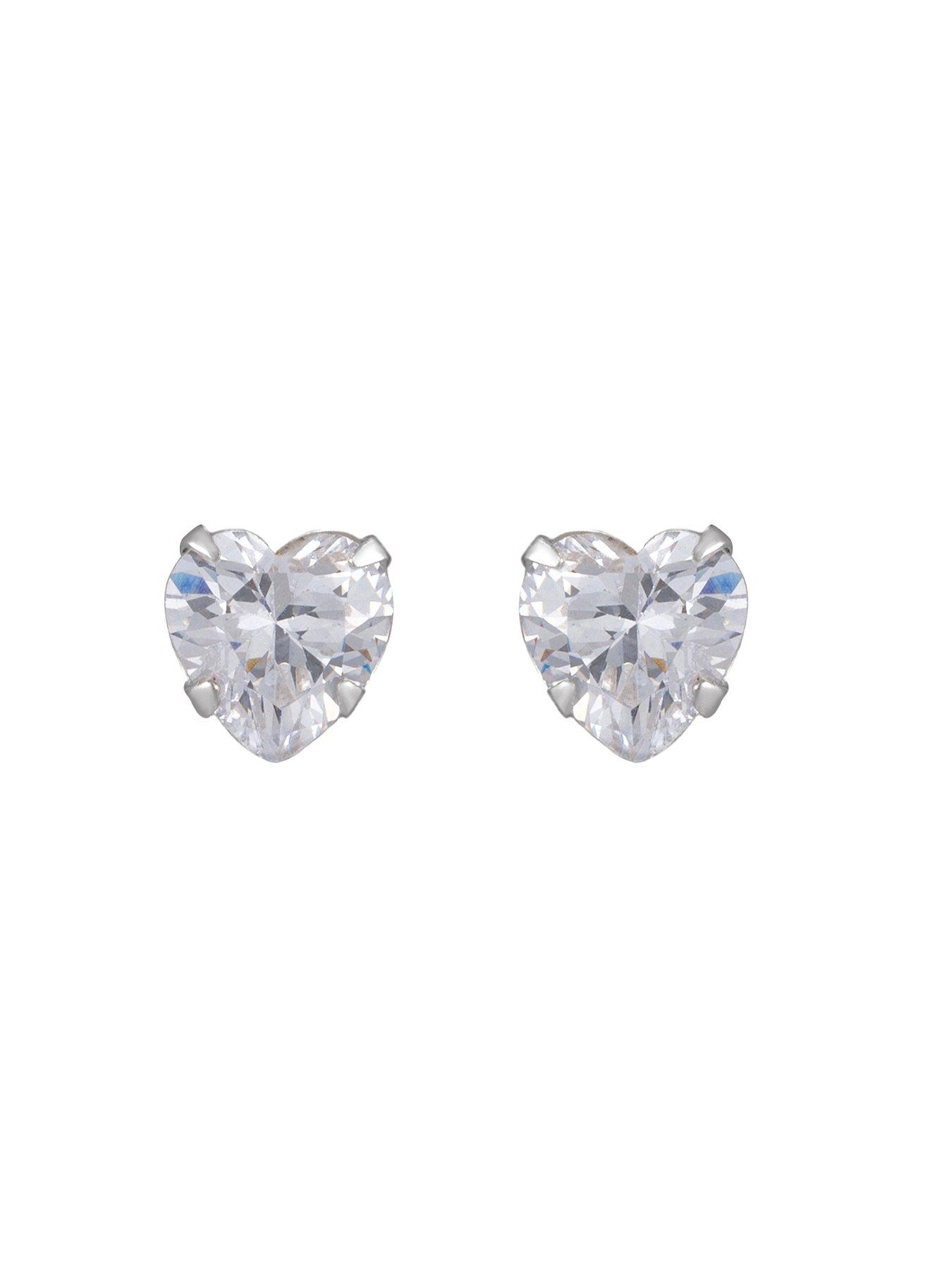 Image 3 of 4 of The Love Collection Sterling Silver Cubic Zirconia Heart Boxed Earrings