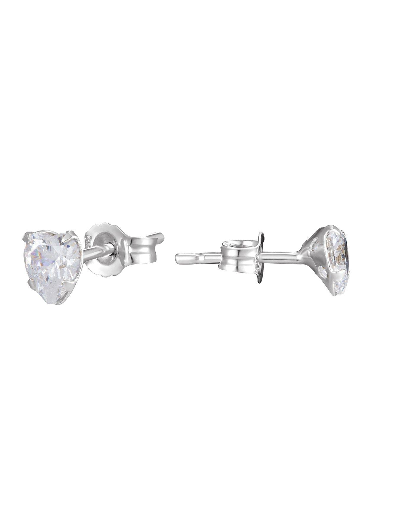 Image 4 of 4 of The Love Collection Sterling Silver Cubic Zirconia Heart Boxed Earrings