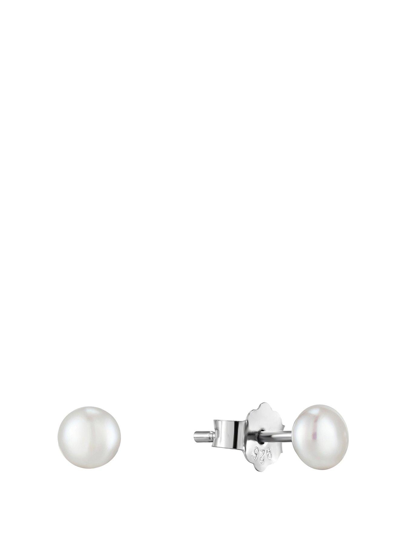 Product photograph of The Love Silver Collection Sterling Silver 5mm Freshwater Pearl Stud Earrings from very.co.uk