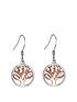  image of the-love-silver-collection-sterling-silver-rose-gold-plated-tree-of-life-cubic-zirconia-earrings